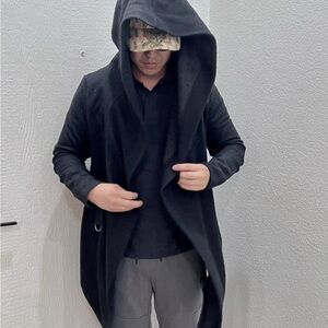 Unplugged Museum Wool Hooded Open Cardigan / Robe Size M